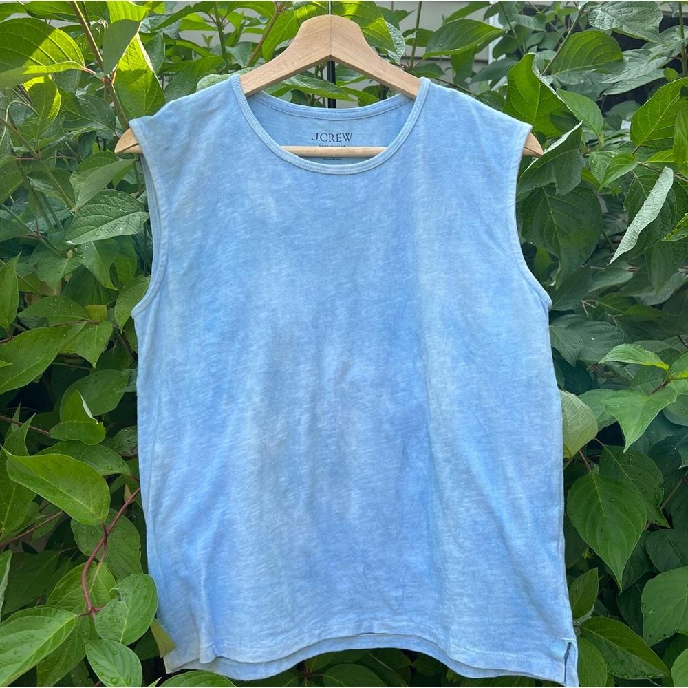 Indigo Dyed J.Crew Organic Cotton Muscle Tank • XXS